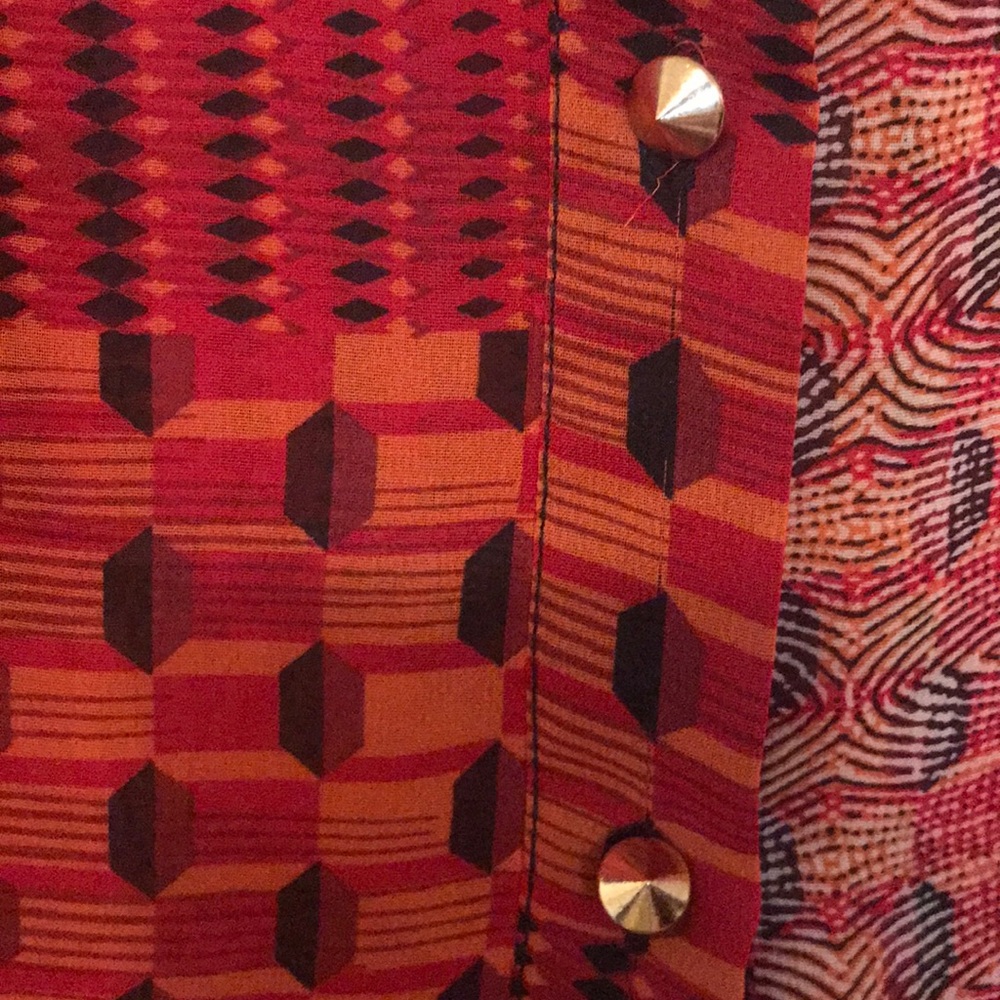 Sheer Button Down Top With Gold Button Detailing - image 5